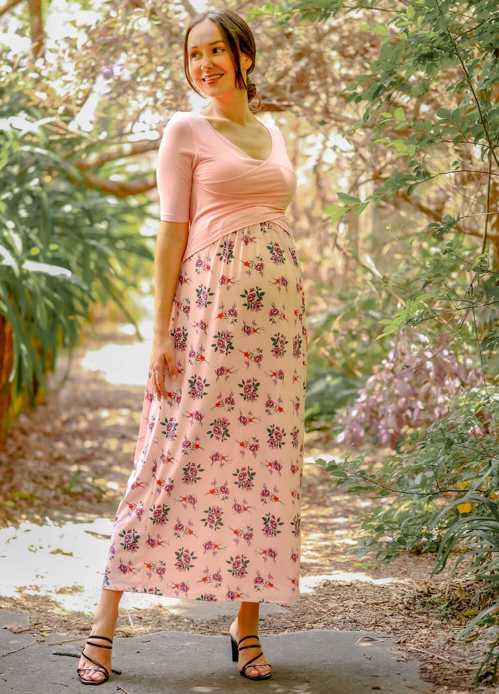 Floressa - Peony Crossover Maternity Nursing Maxi Dress