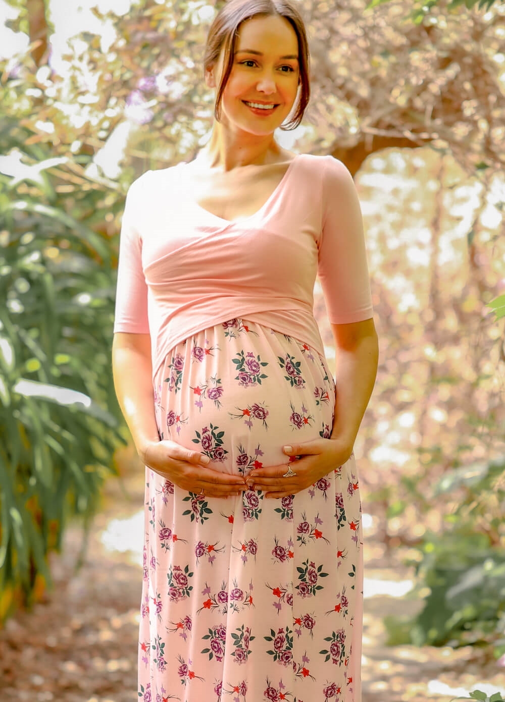 Floressa - Peony Crossover Maternity Nursing Maxi Dress