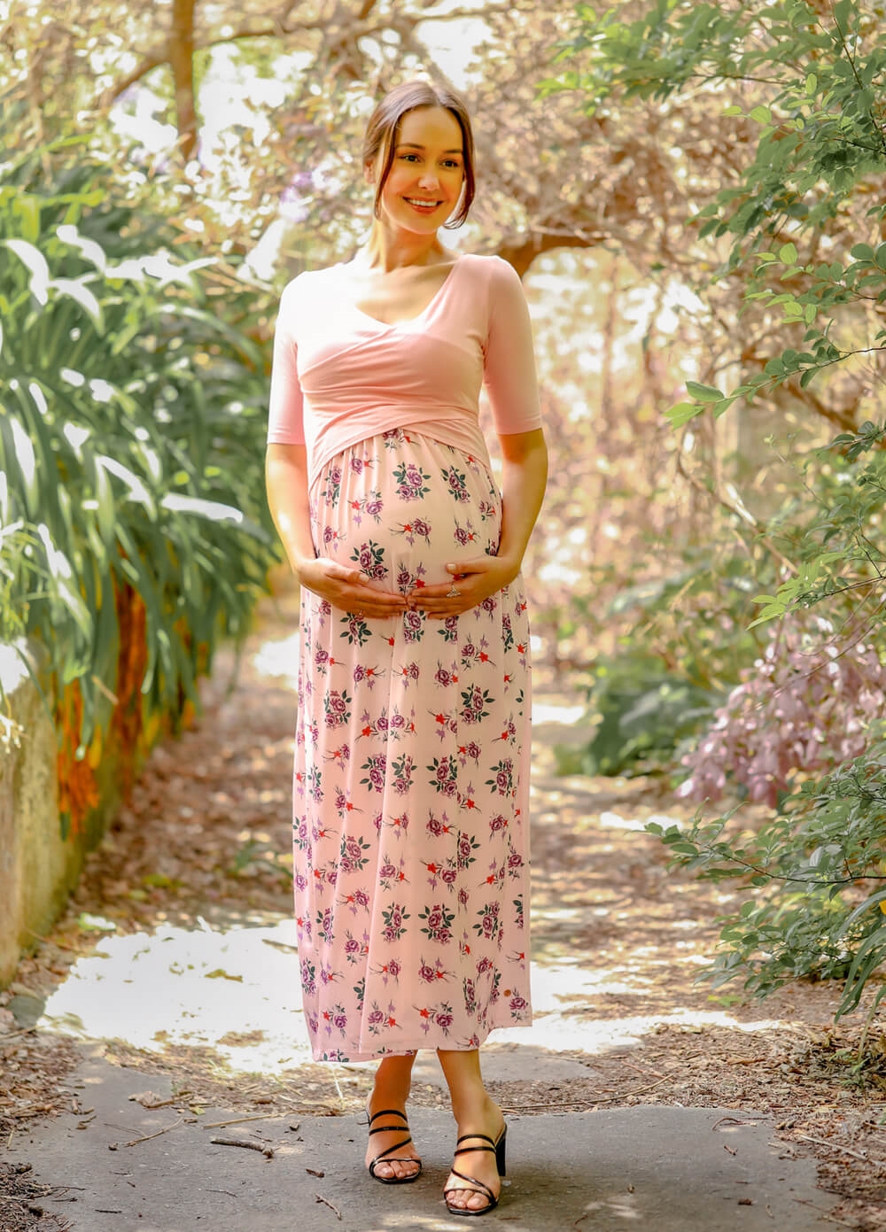 Floressa - Peony Crossover Maternity Nursing Maxi Dress