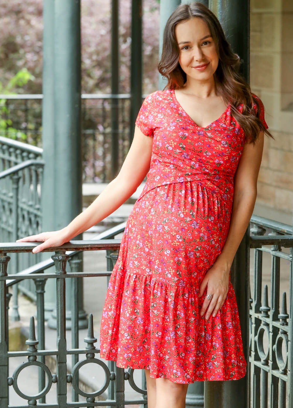 Floressa - Poppy Tiered Crossover Maternity Nursing Dress