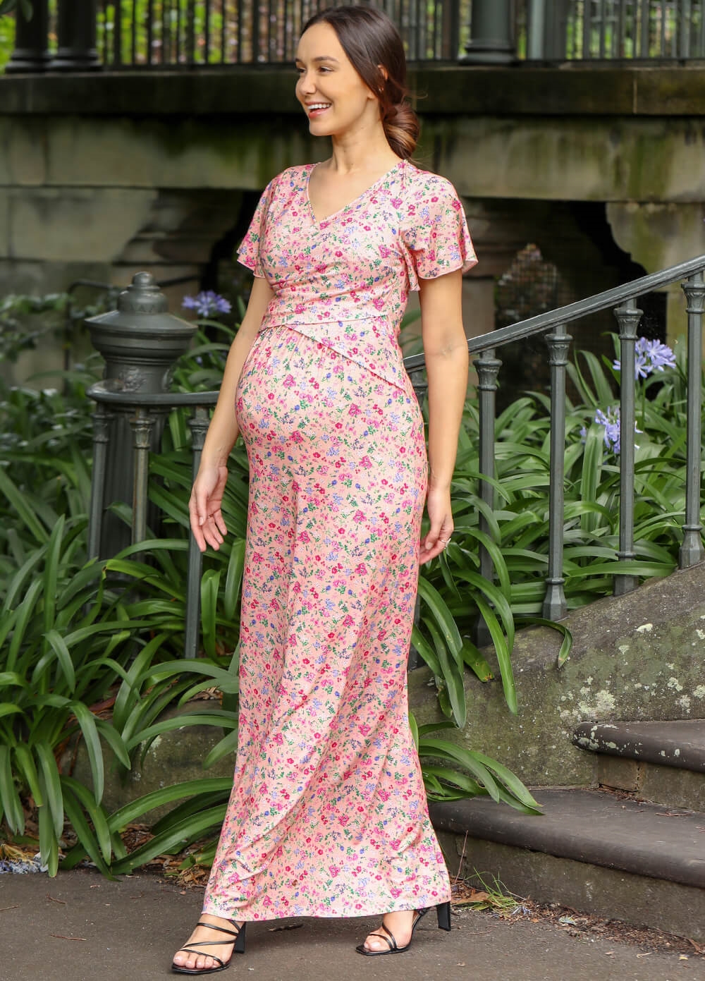 Floressa - Tearose Maternity Nursing Maxi Gown | Queen Bee