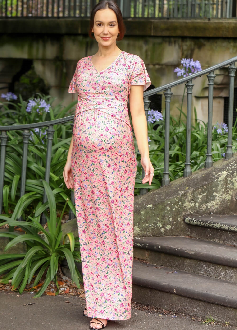 Floressa - Tearose Maternity Nursing Maxi Gown | Queen Bee