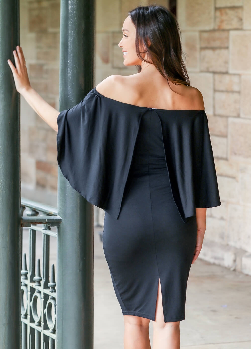 Lait & Co - Victoire Maternity Cocktail Cape Dress in Black 