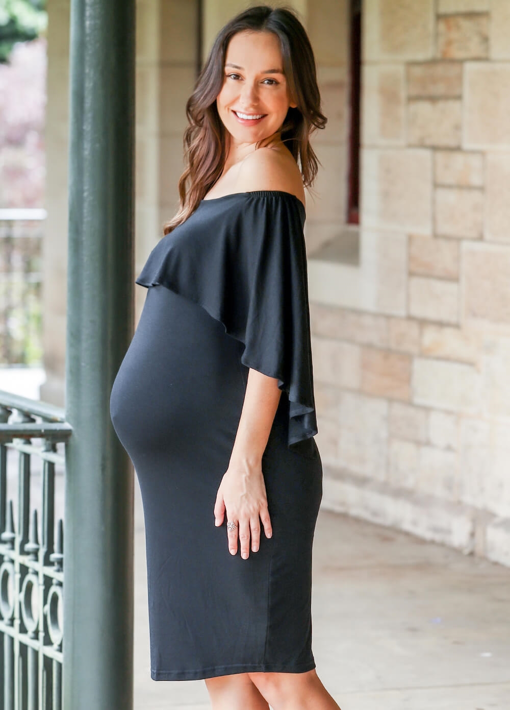 Lait & Co - Victoire Maternity Cocktail Cape Dress in Black 