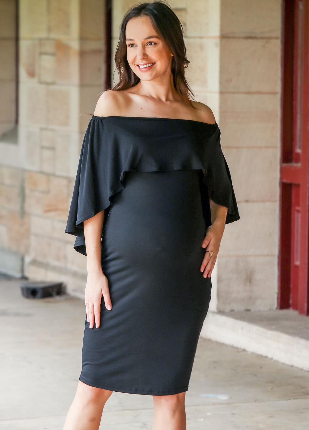 Lait & Co - Victoire Maternity Cocktail Cape Dress in Black 