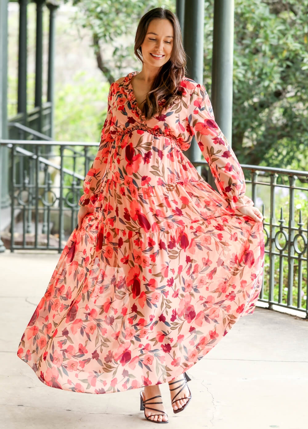 Lait & Co - Wanderlust Floral Tiered Maternity Maxi Gown