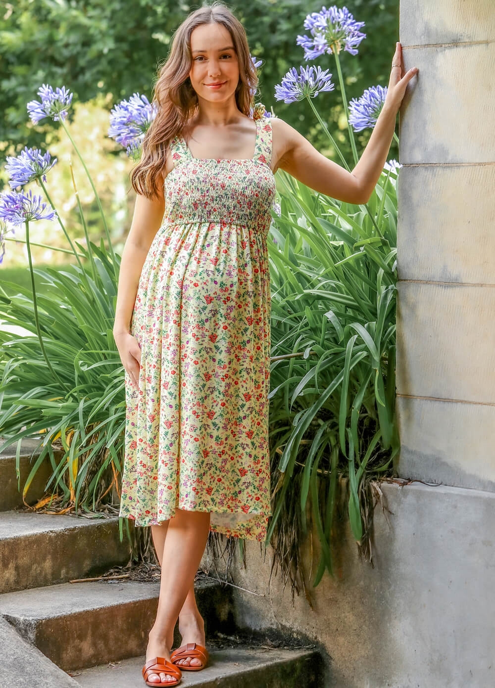 Floressa Freesia Smocked Maternity Nursing Dress