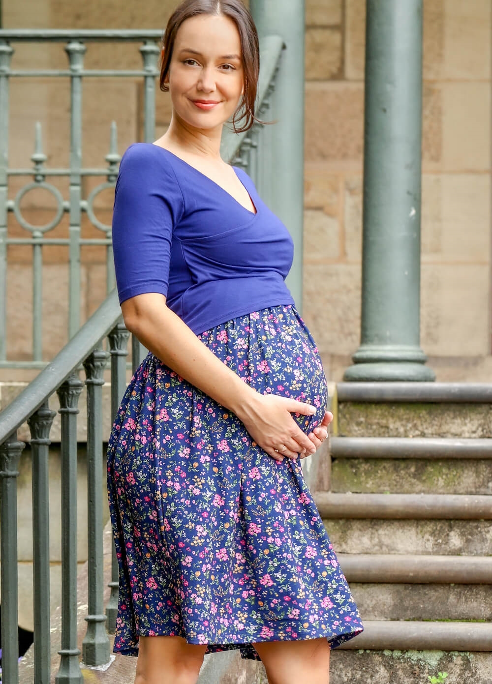 Floressa - Violet Crossover Maternity Nursing Dress | Queen Bee