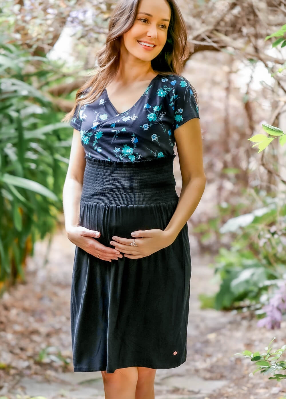 Floressa Rosaline Gathered Maternity Skirt in Black Queen Bee