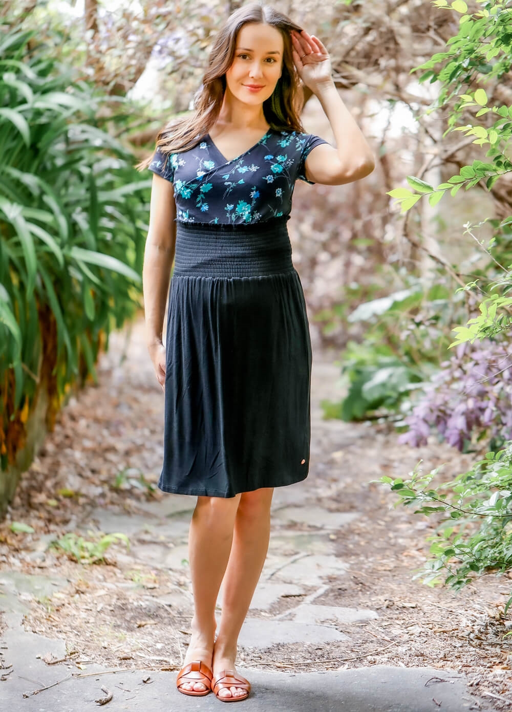 Floressa - Rosaline Gathered Maternity Skirt in Black | Queen Bee