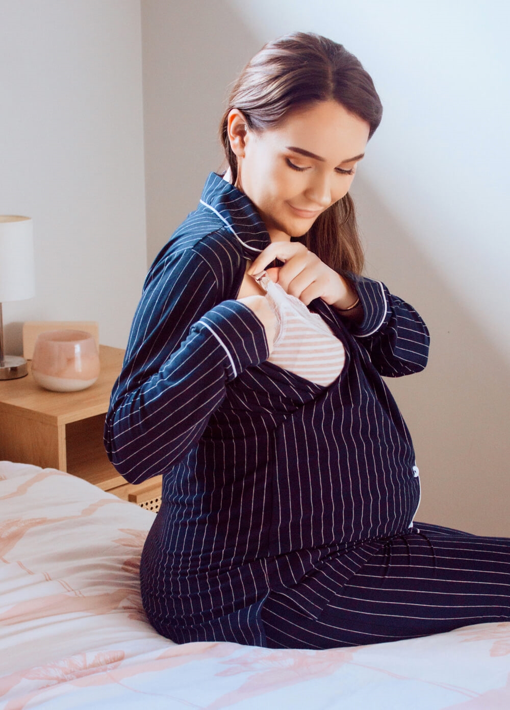 Lait & Co - Ines Dream Away Nursing Pyjama Set in Navy Stripe