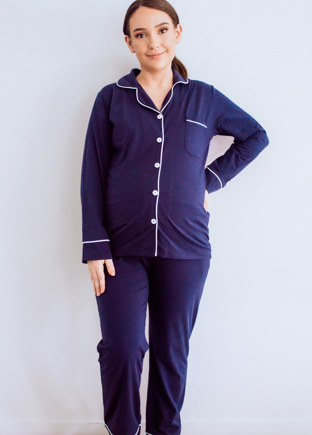 Lait & Co - Seraphina Maternity Nursing Pyjama Set in Navy