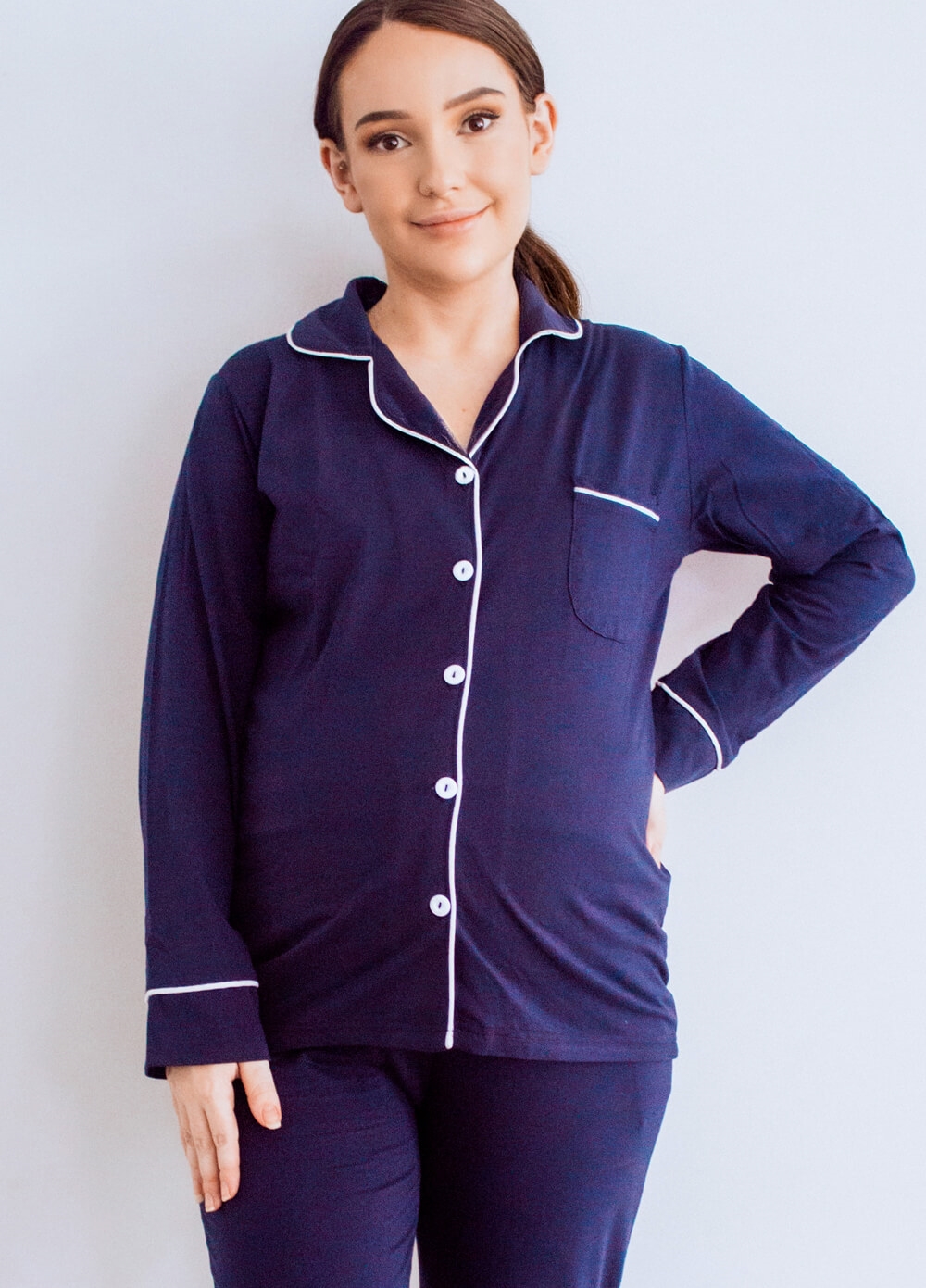 Lait & Co - Seraphina Maternity Nursing Pyjama Set in Navy
