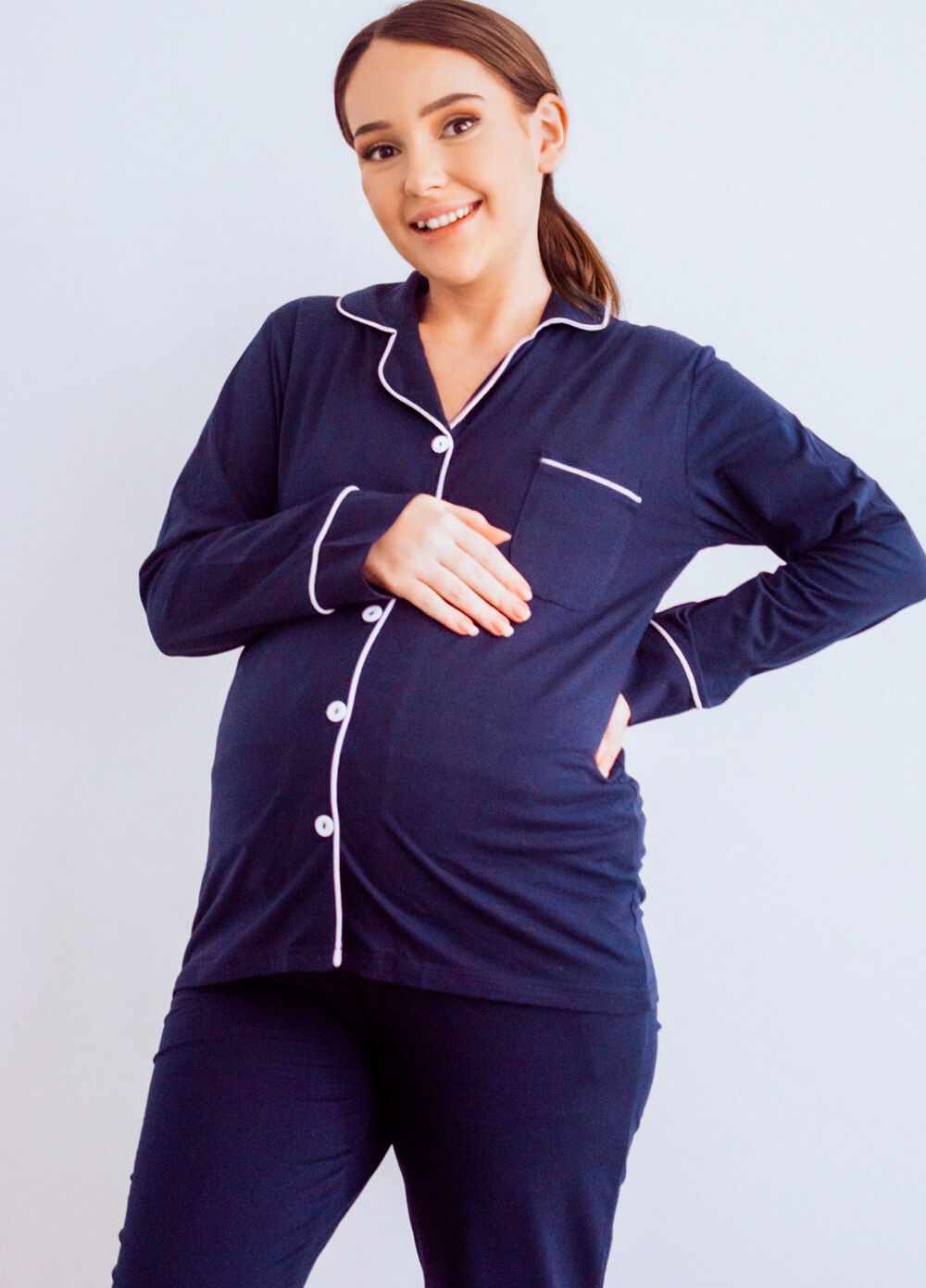 Lait & Co - Seraphina Maternity Nursing Pyjama Set in Navy