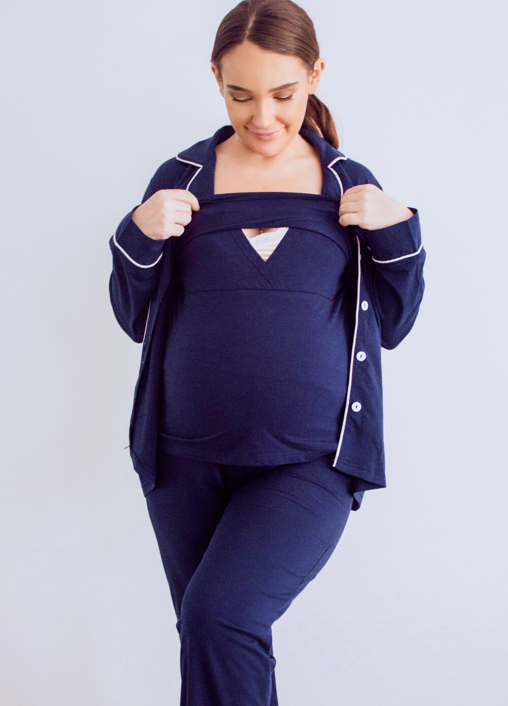 Lait & Co - Seraphina Maternity Nursing Pyjama Set in Navy