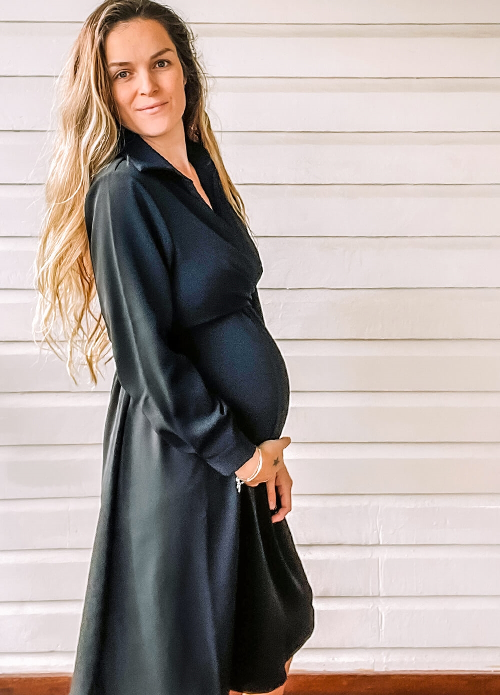 Lait & Co - Elie Tie Wrap Maternity Dress in Black | Queen Bee