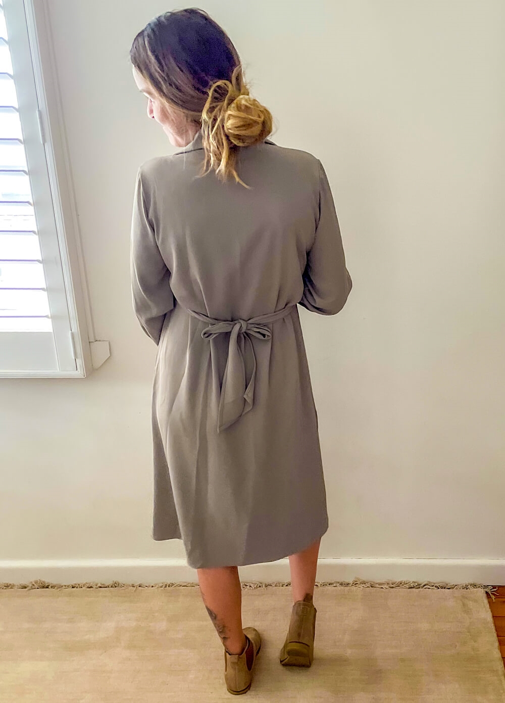 Lait & Co - Elie Tie Wrap Maternity Dress in Taupe | Queen Bee