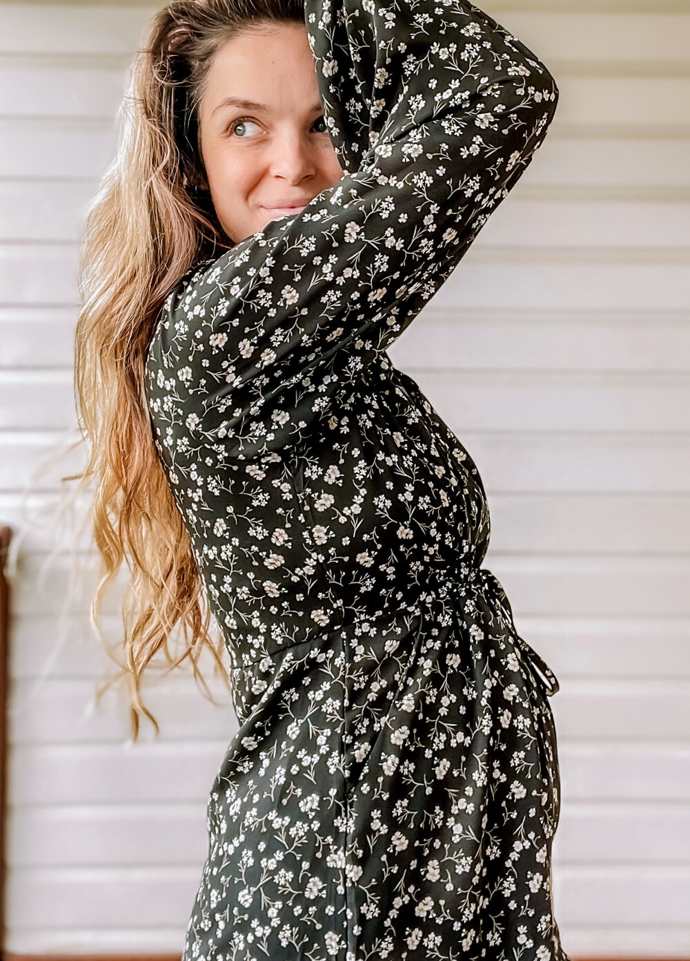 Lait & Co - Evie Maternity Midi Dress in Black Floral