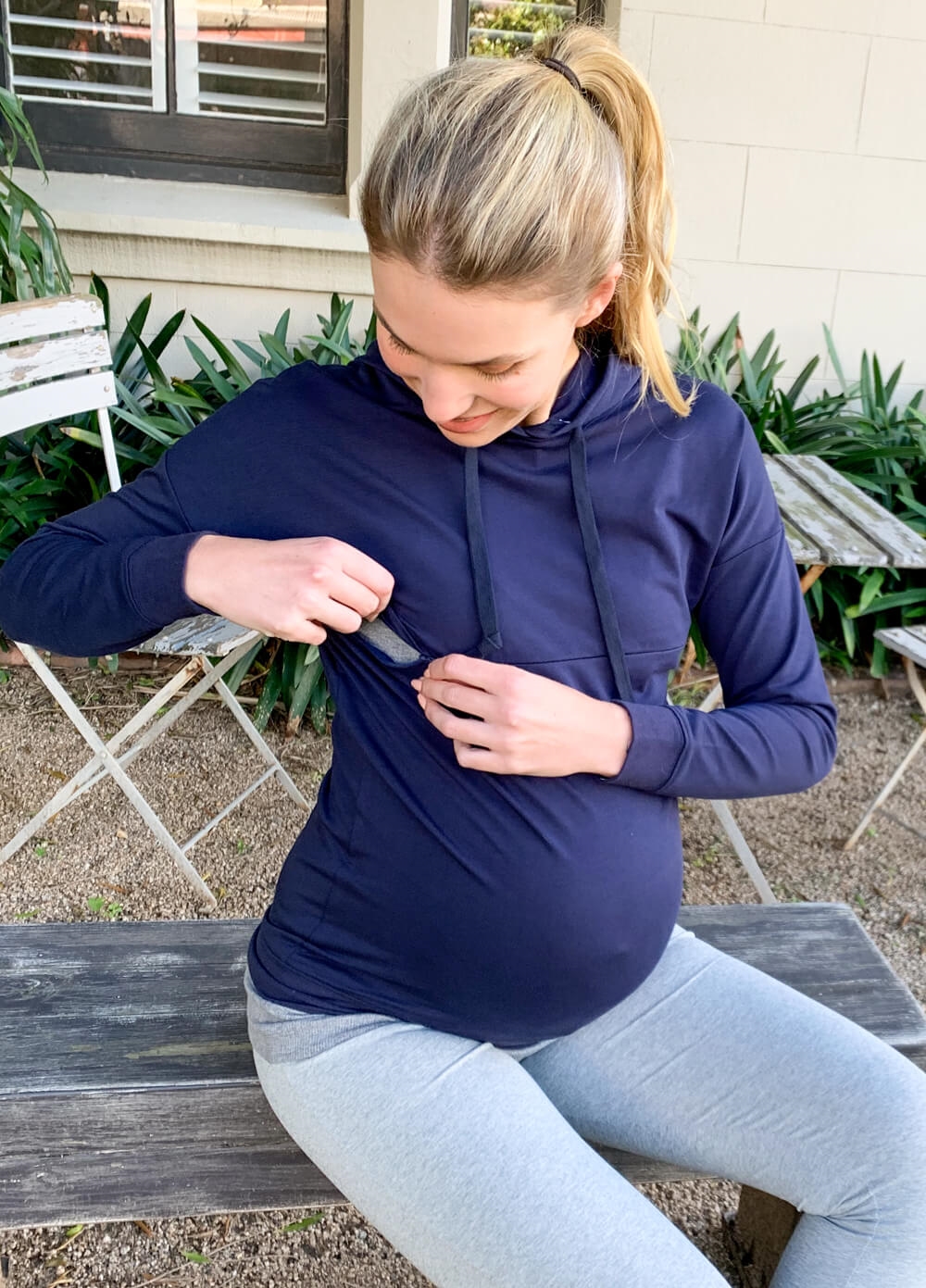 Martinique Pregnancy & Feeding Hoodie in Navy by Lait & Co