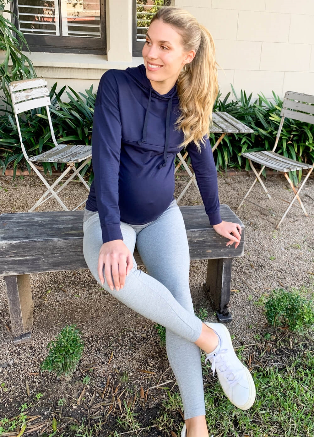 Martinique Pregnancy & Feeding Hoodie in Navy by Lait & Co