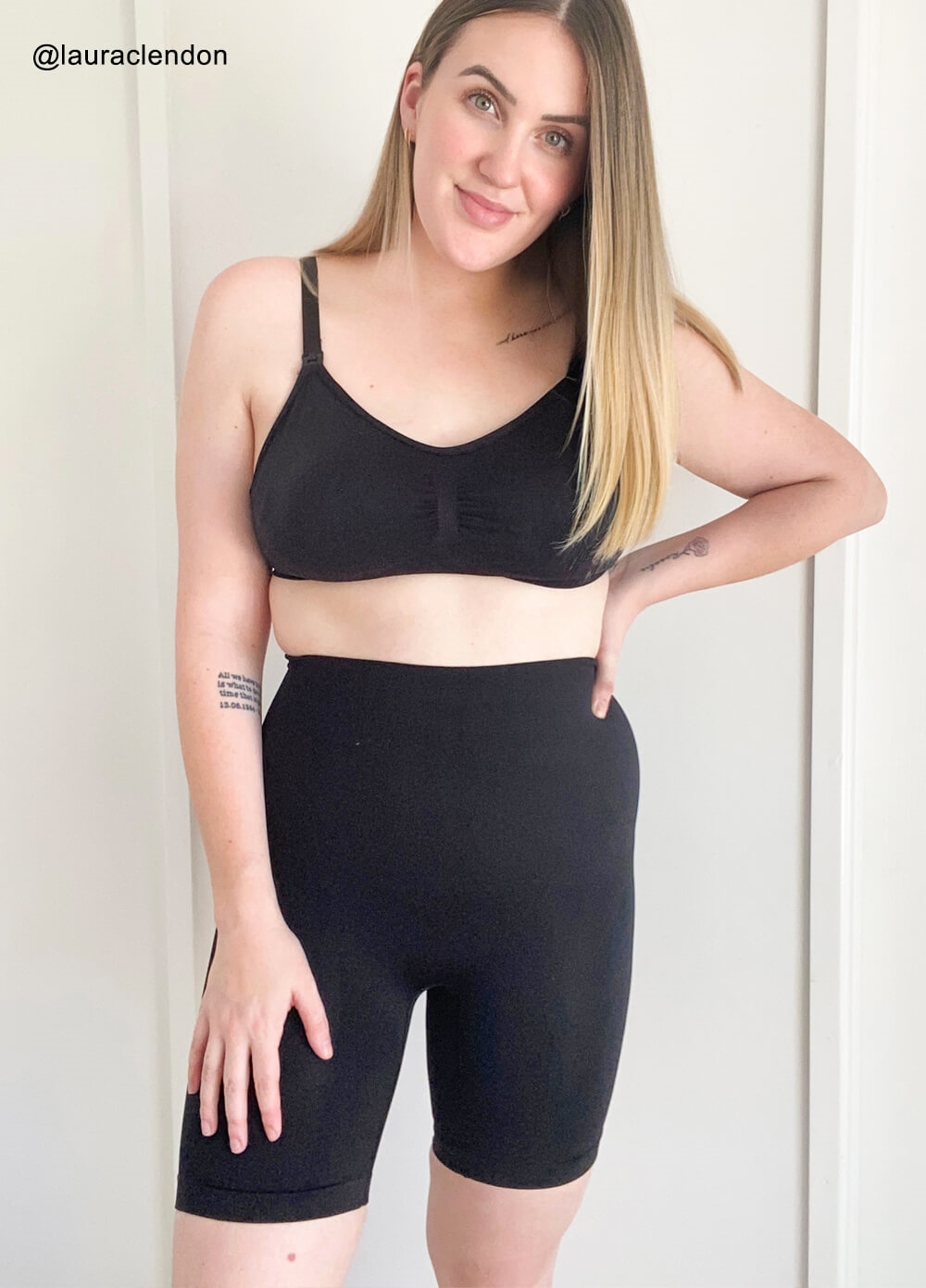 Queen Bee - Finley Mama Waist Control Long Shorts in Black