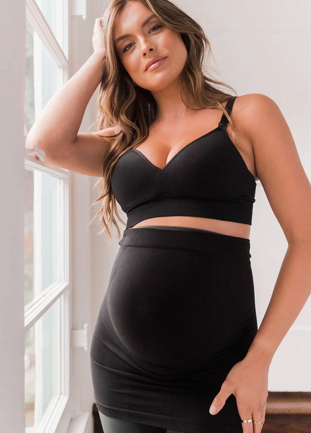 Built-in Support Maternity Belly Band in Black by Blanqi