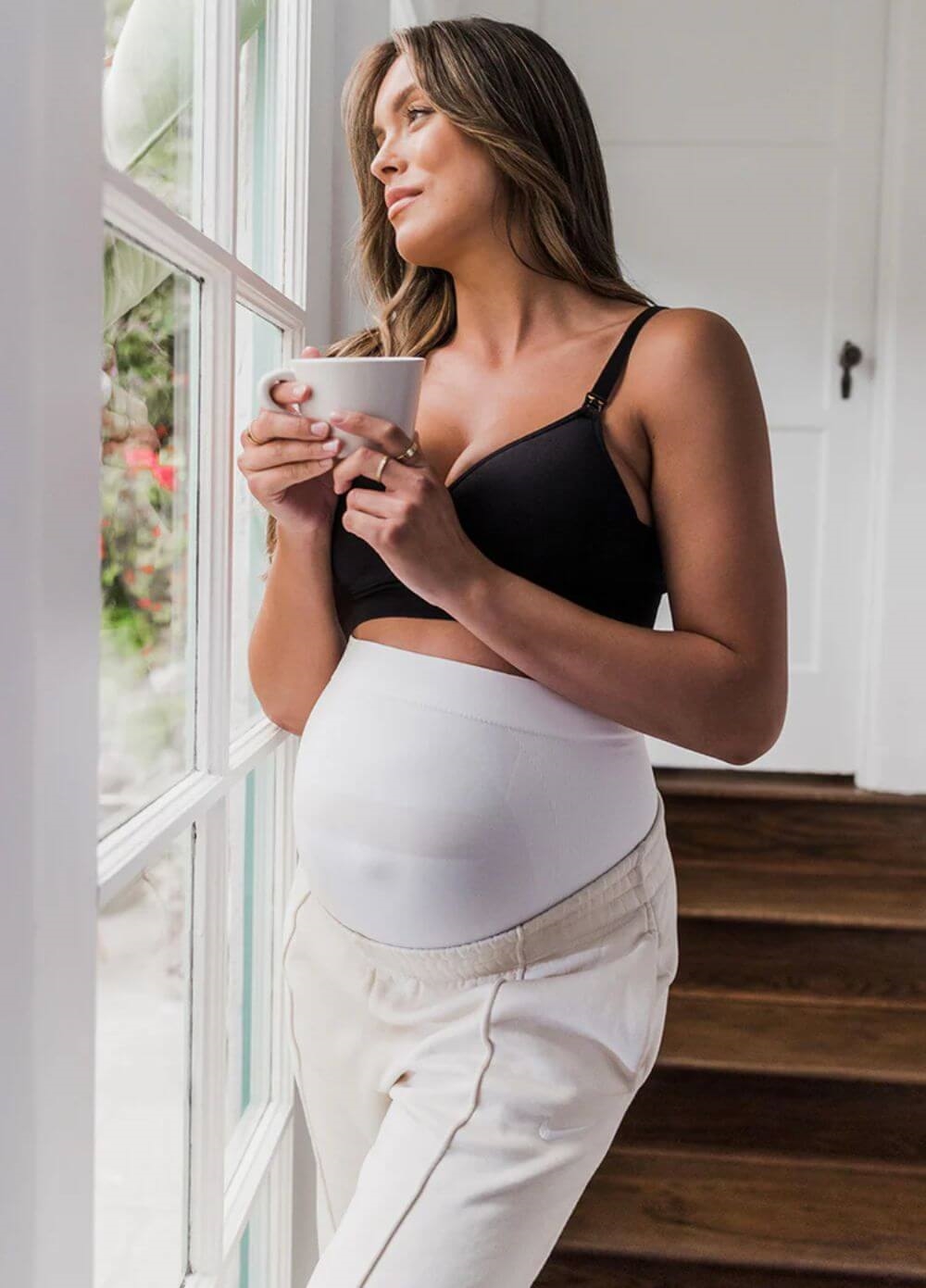 Built-in Support Maternity Belly Band in White by Blanqi