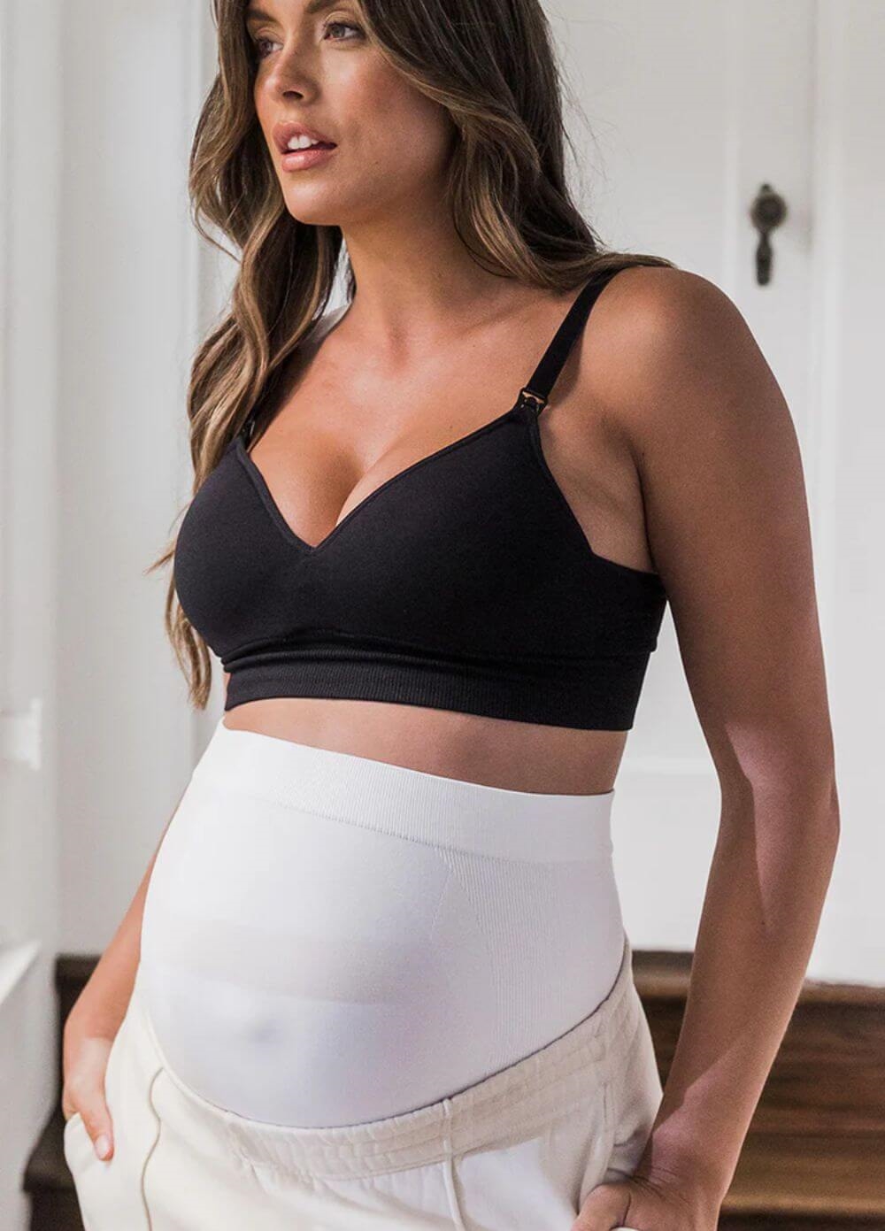 Built-in Support Maternity Belly Band in White by Blanqi