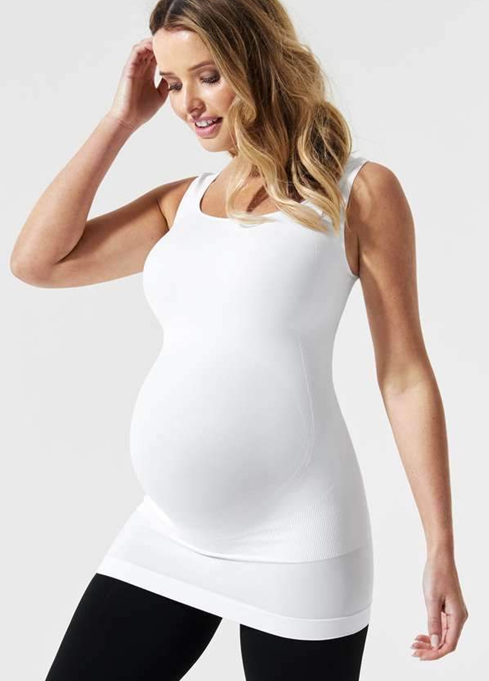 BodyStyler Maternity Belly Support Tank Top in White by Blanqi