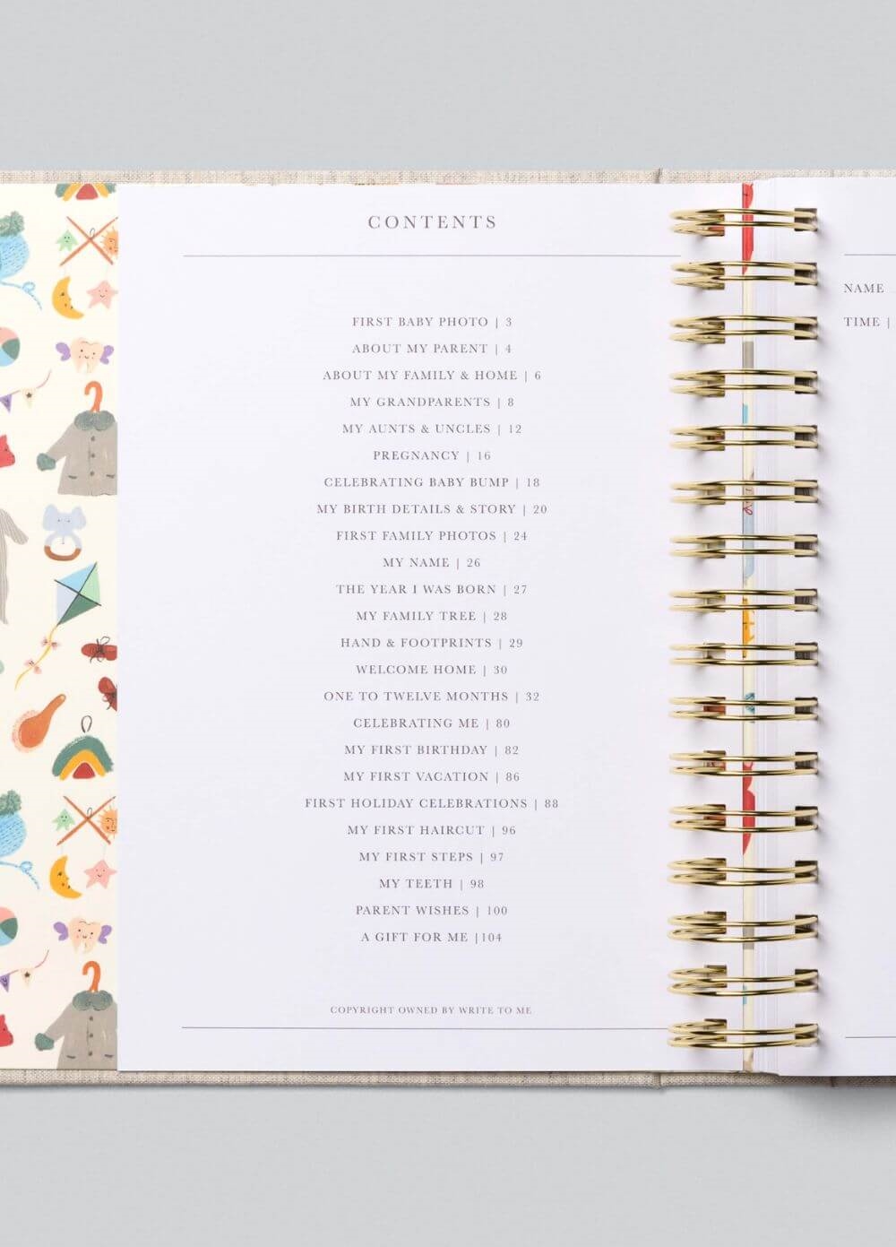 Write to Me - Baby, The First Year Journal in Grey