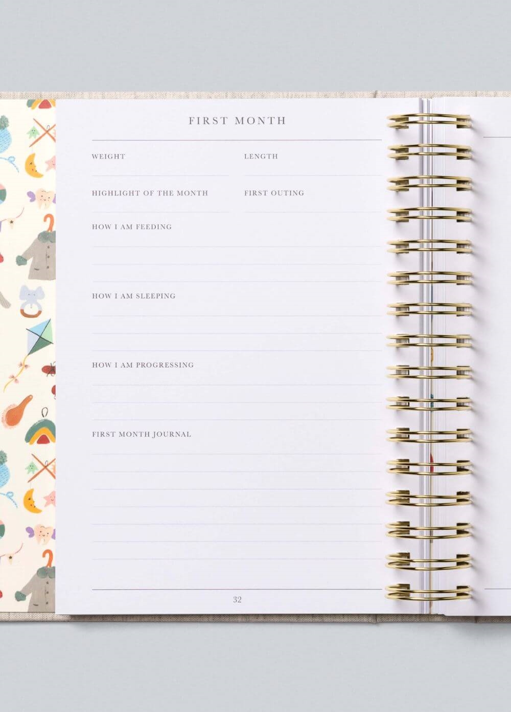Write to Me - Baby, The First Year Journal in Grey
