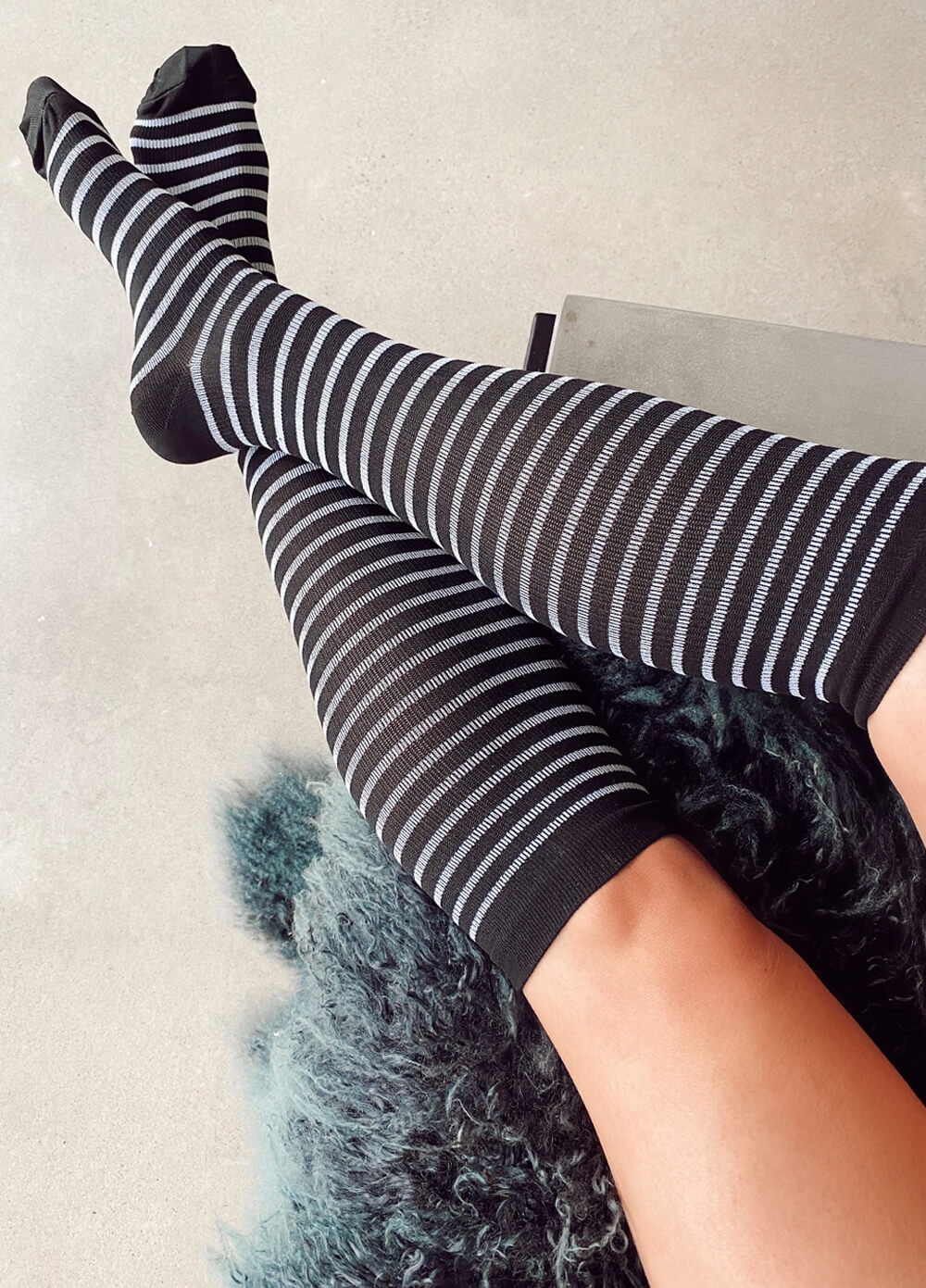 Mama Sox - Delight Maternity Compression Socks in Black Stripe