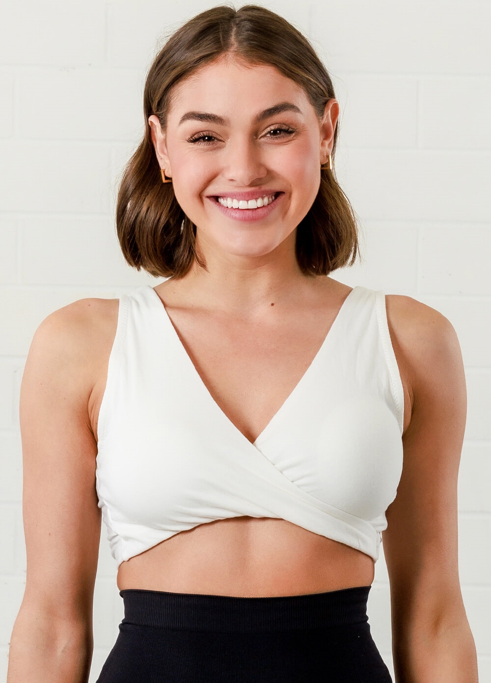 Queen Bee - Sara Crossover Jersey Nursing Sleep Bra in White