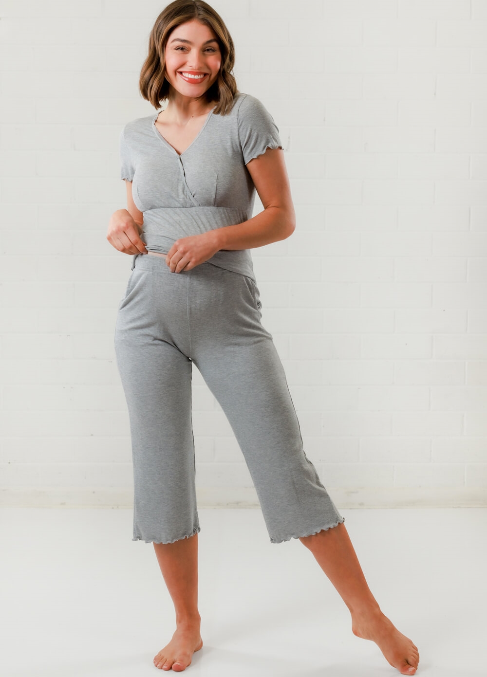 Lait & Co - Oriel New Mama Hospital Pyjama Set in Grey