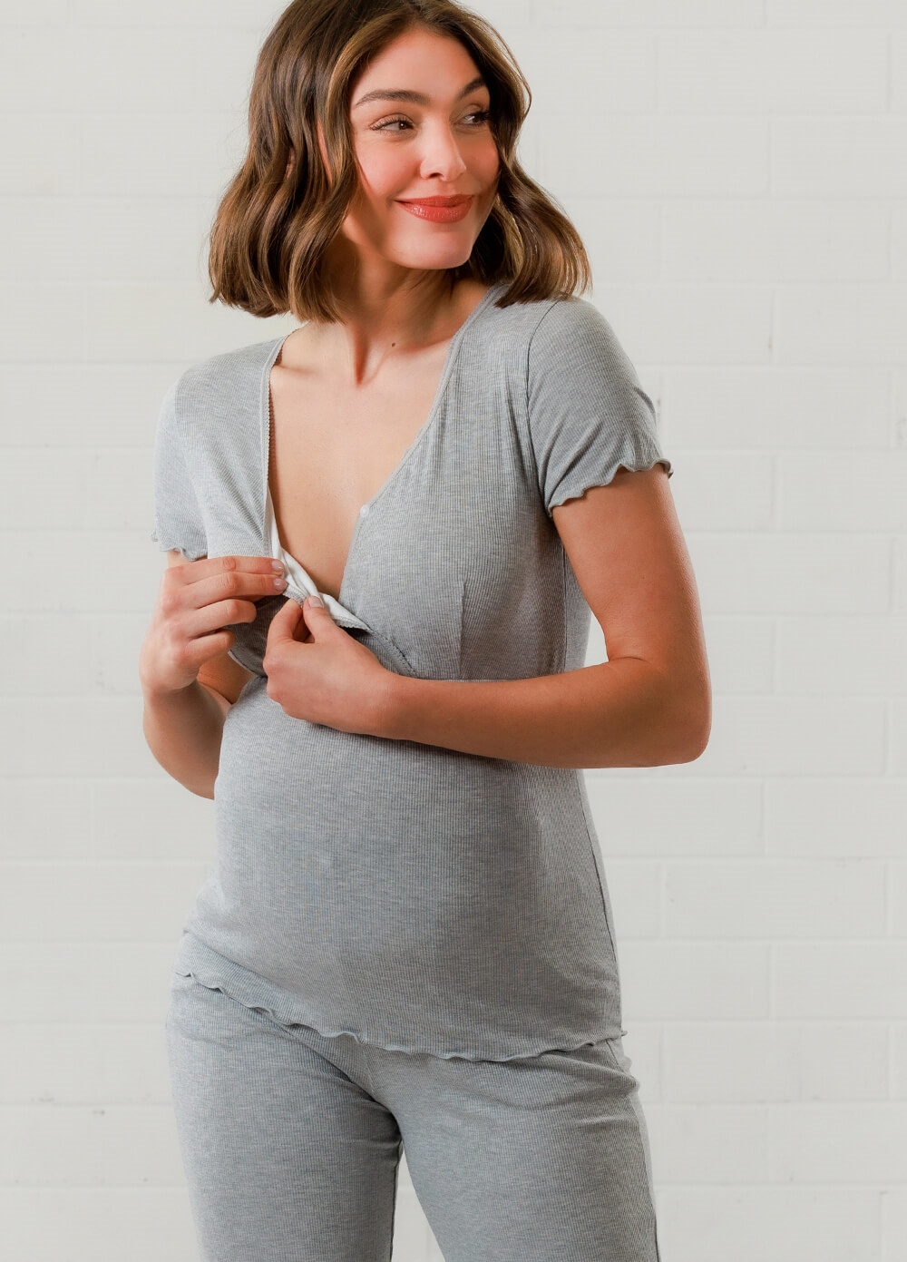 Lait & Co - Oriel New Mama Hospital Pyjama Set in Grey