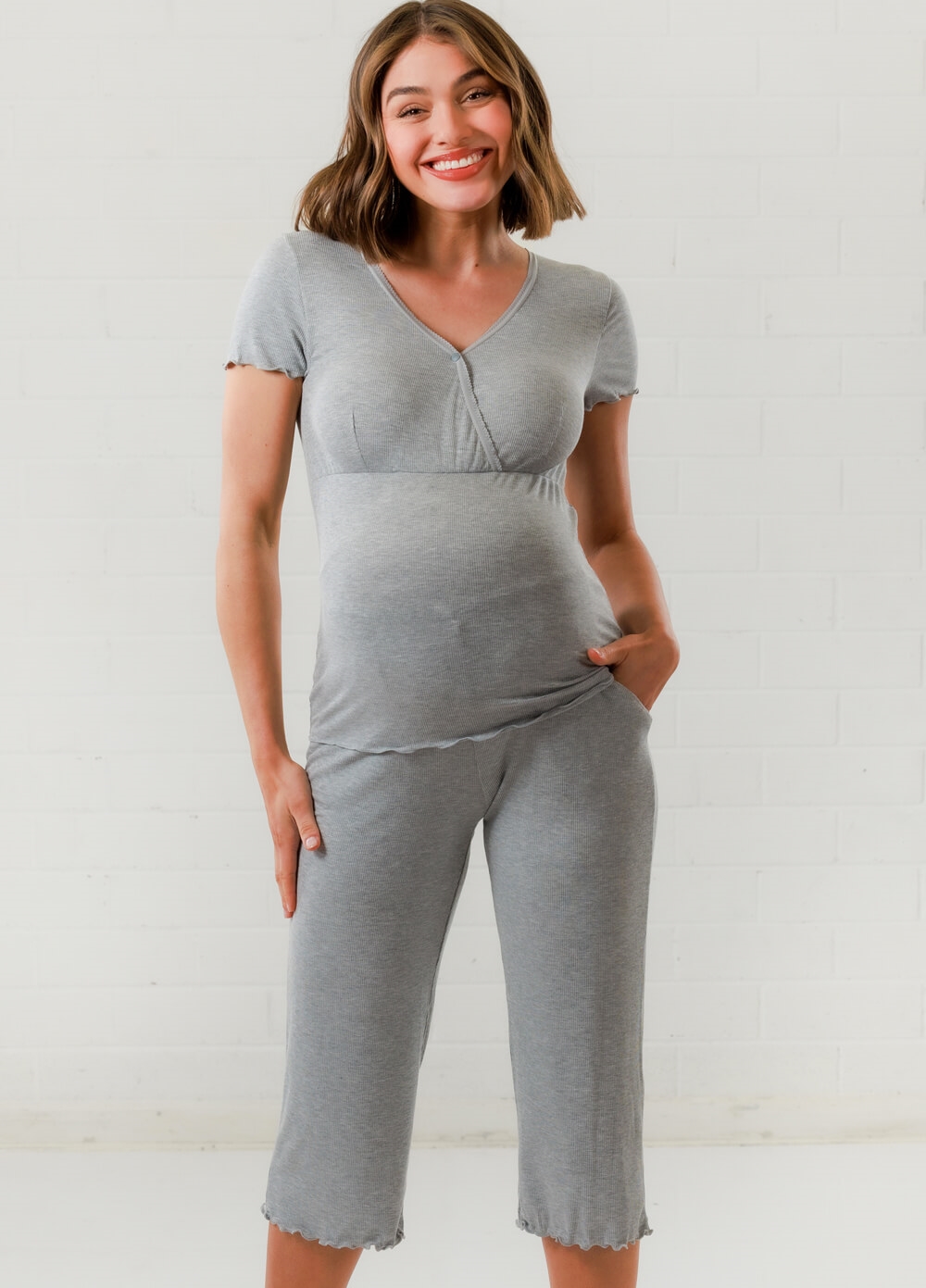 Lait & Co - Oriel New Mama Hospital Pyjama Set in Grey