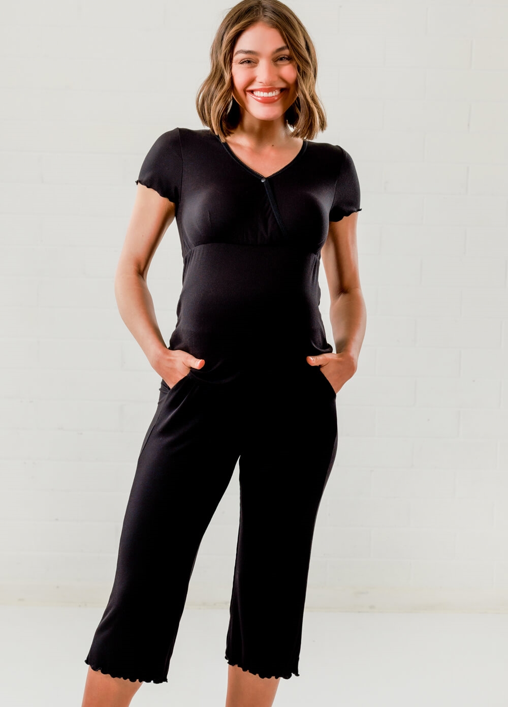 Lait & Co - Oriel New Mama Hospital Pyjama Set in Black