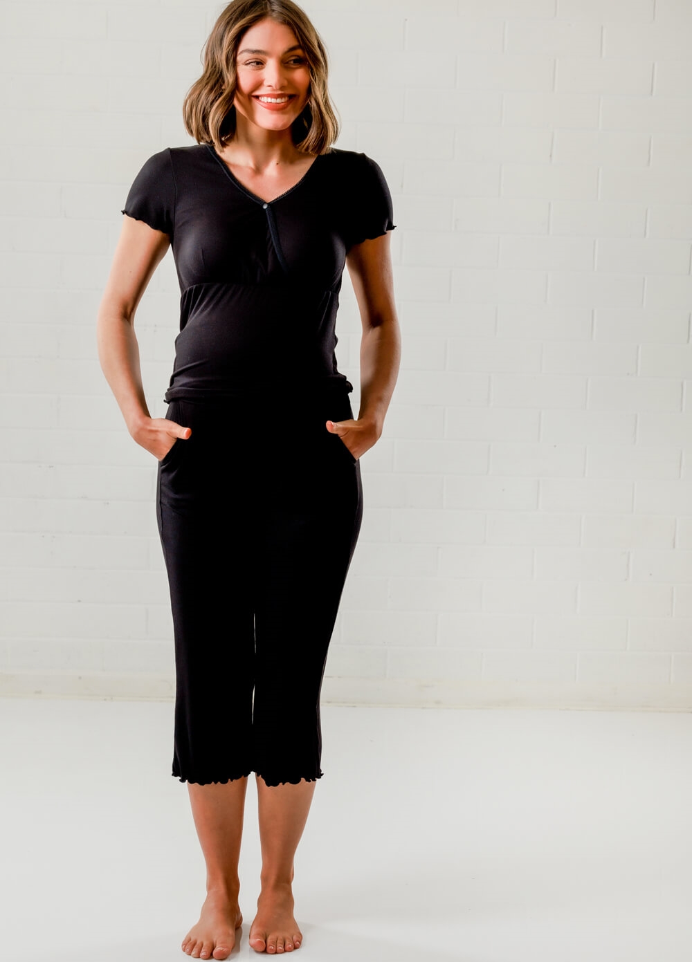 Lait & Co - Oriel New Mama Hospital Pyjama Set in Black