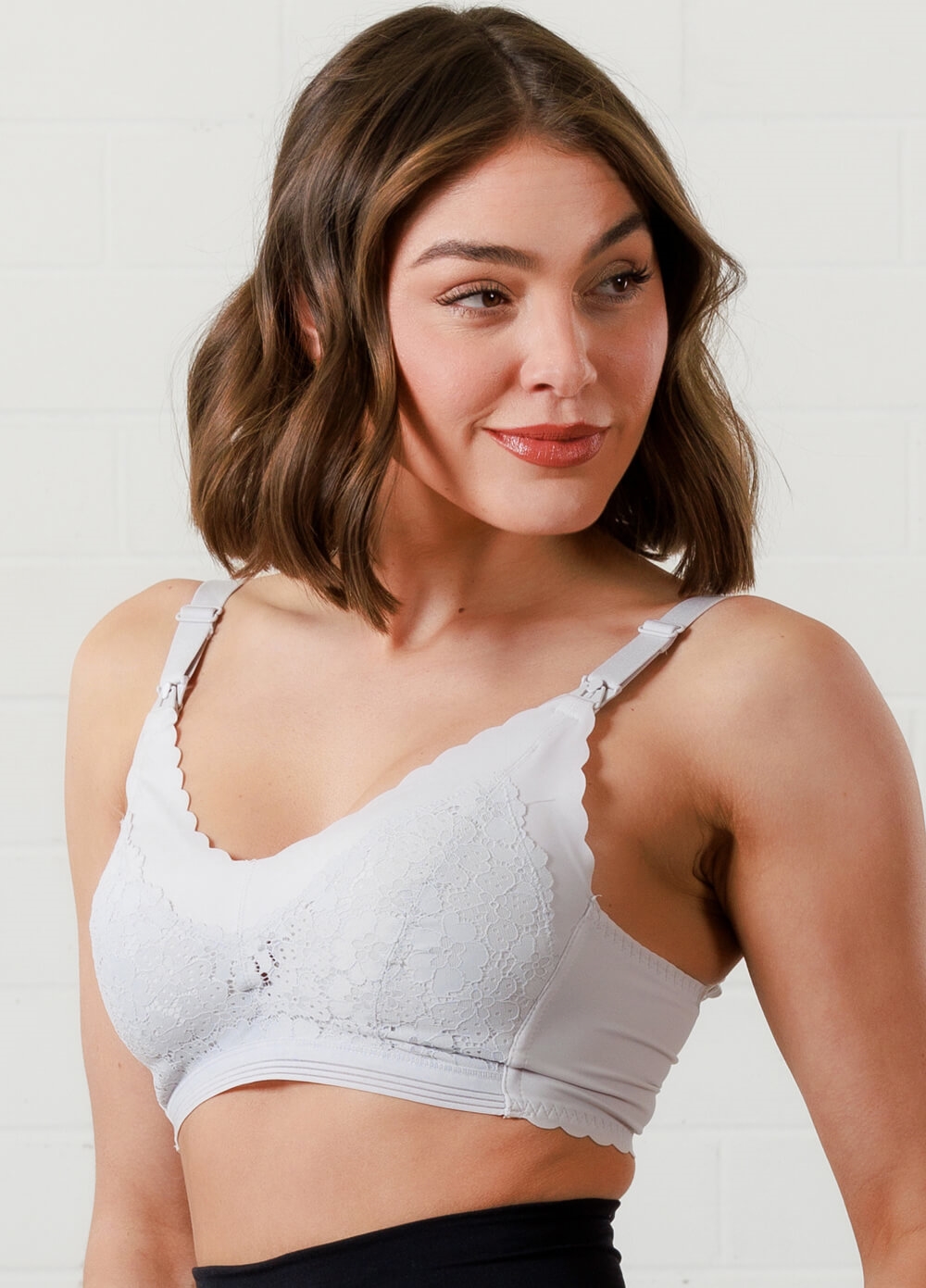 Queen Bee - Camila Lace Maternity Nursing Bra in Fog Grey