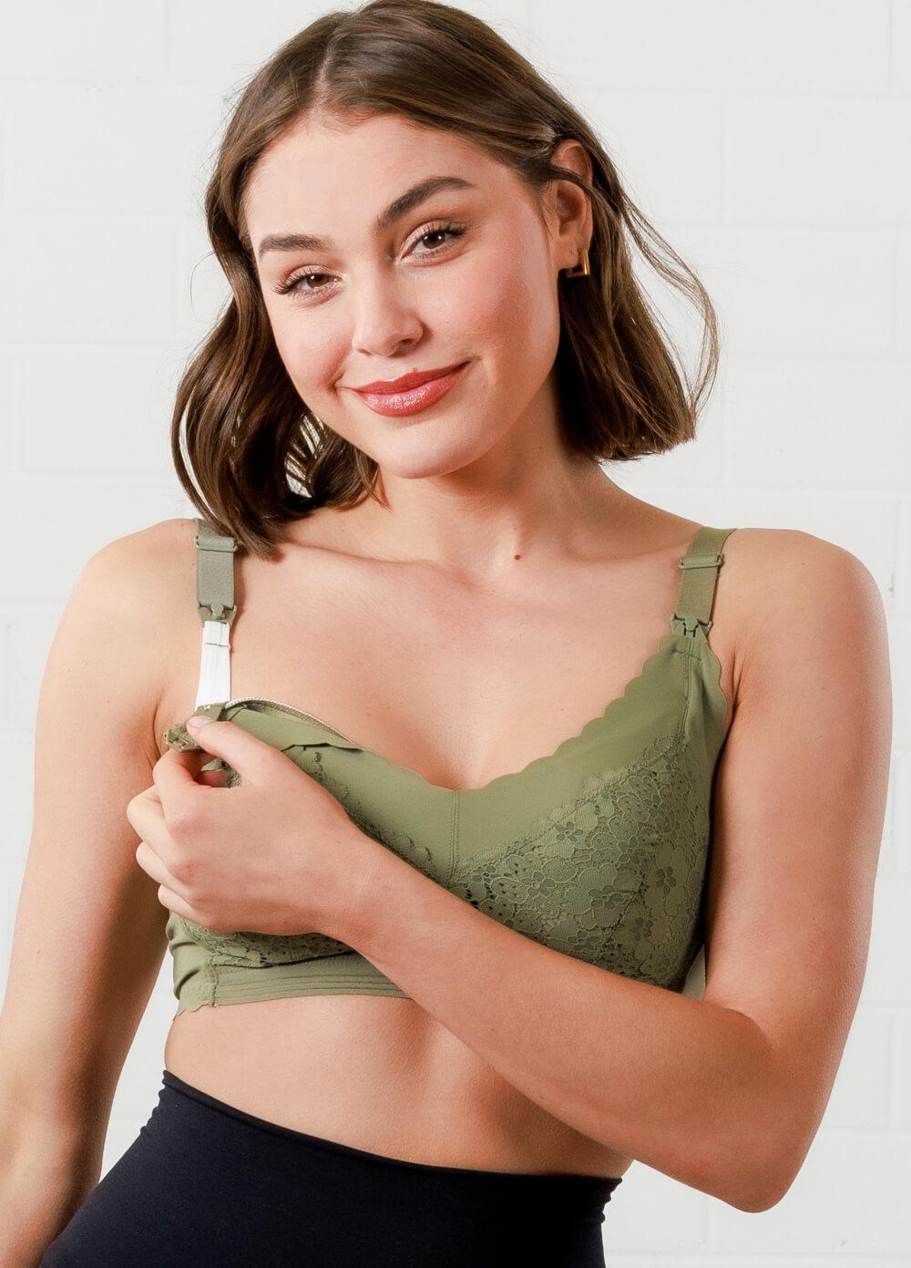 Queen Bee - Camila Lace Maternity Nursing Bra in Olive