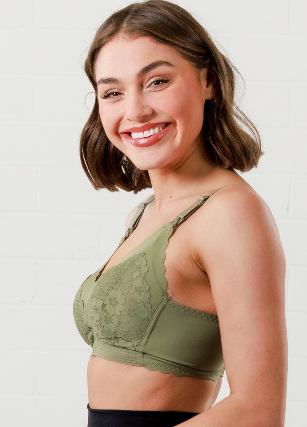 Queen Bee - Camila Lace Maternity Nursing Bra in Olive