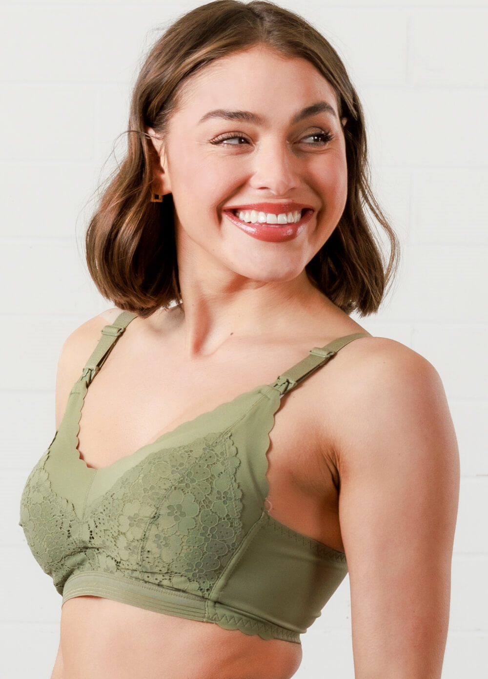 Queen Bee - Camila Lace Maternity Nursing Bra in Olive