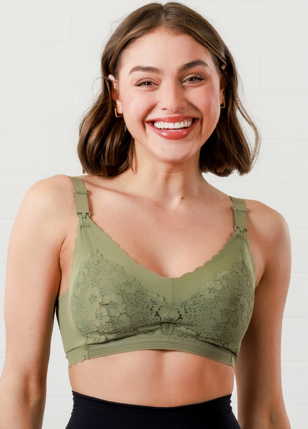 Queen Bee - Camila Lace Maternity Nursing Bra in Olive