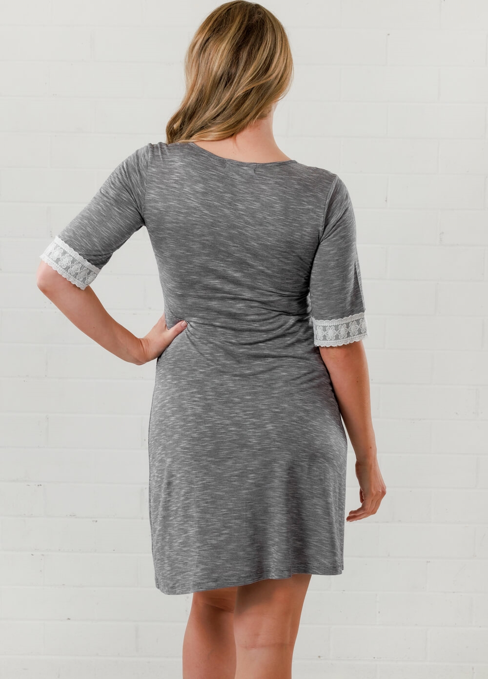 Lait & Co - Moselle Sleeved Maternity Nursing Nightdress in Grey