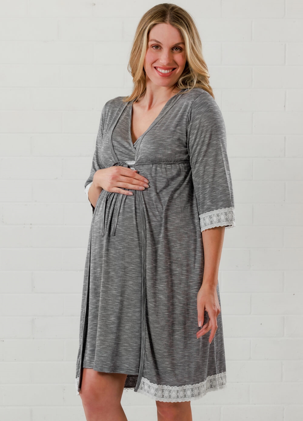 Lait & Co - Moselle Maternity Robe in Grey | Queen Bee