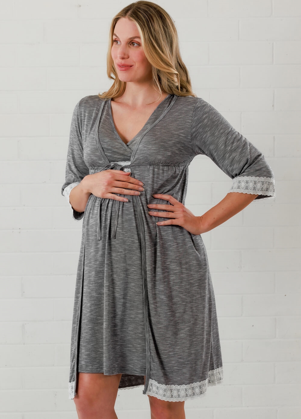 Lait & Co - Moselle Maternity Robe in Grey | Queen Bee