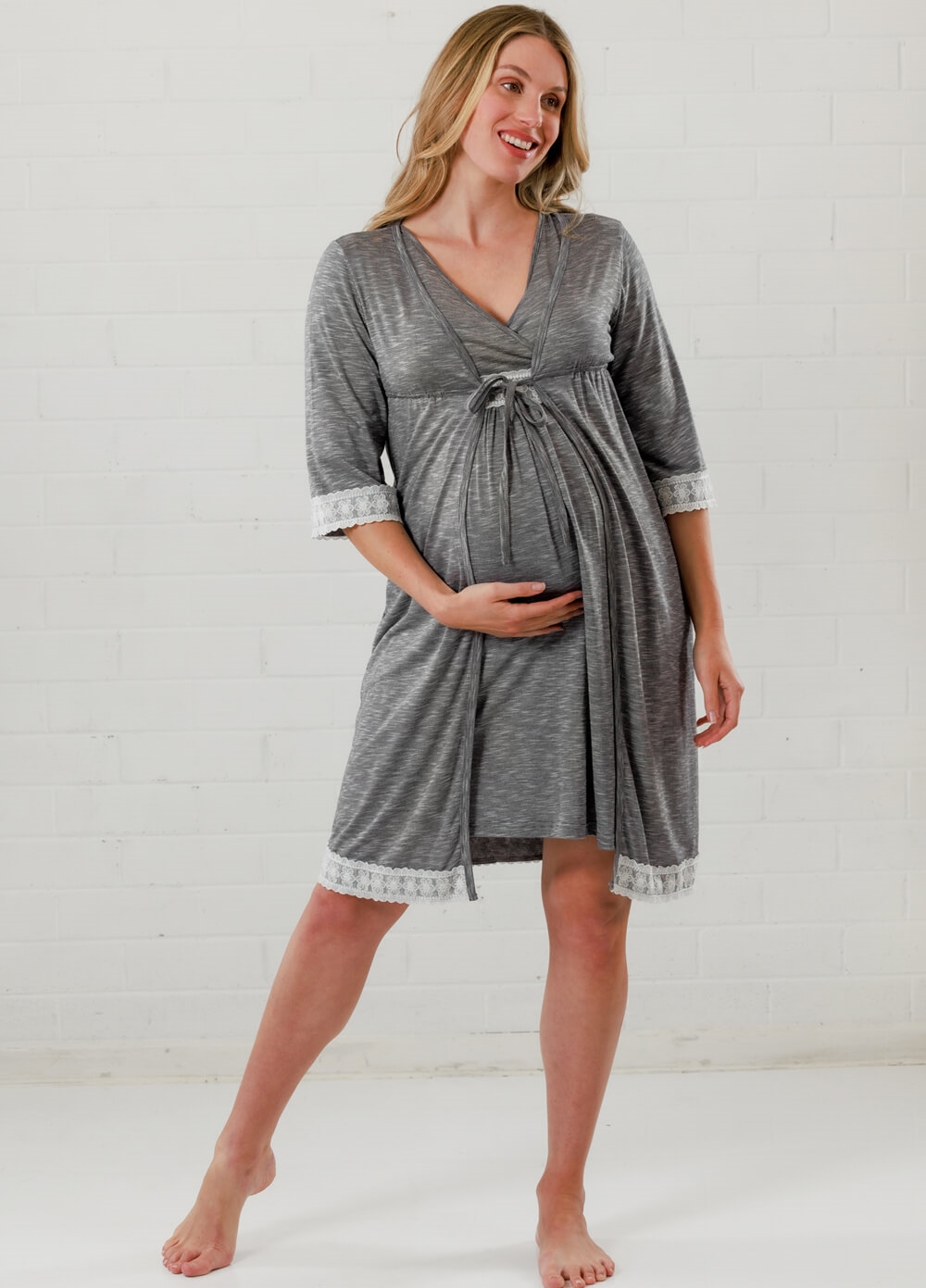 Lait & Co - Moselle Maternity Robe in Grey | Queen Bee