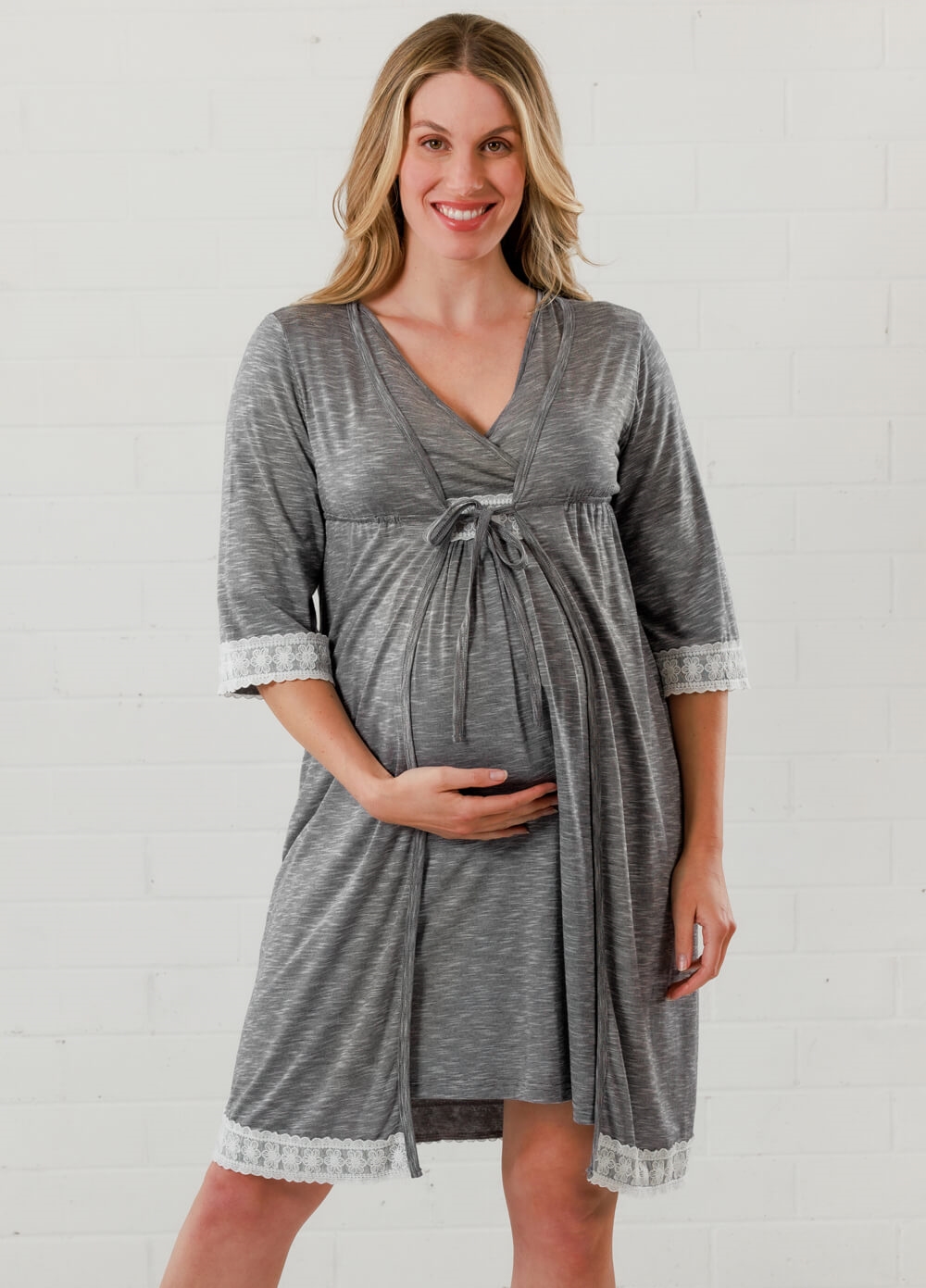 Lait & Co - Moselle Maternity Robe in Grey | Queen Bee