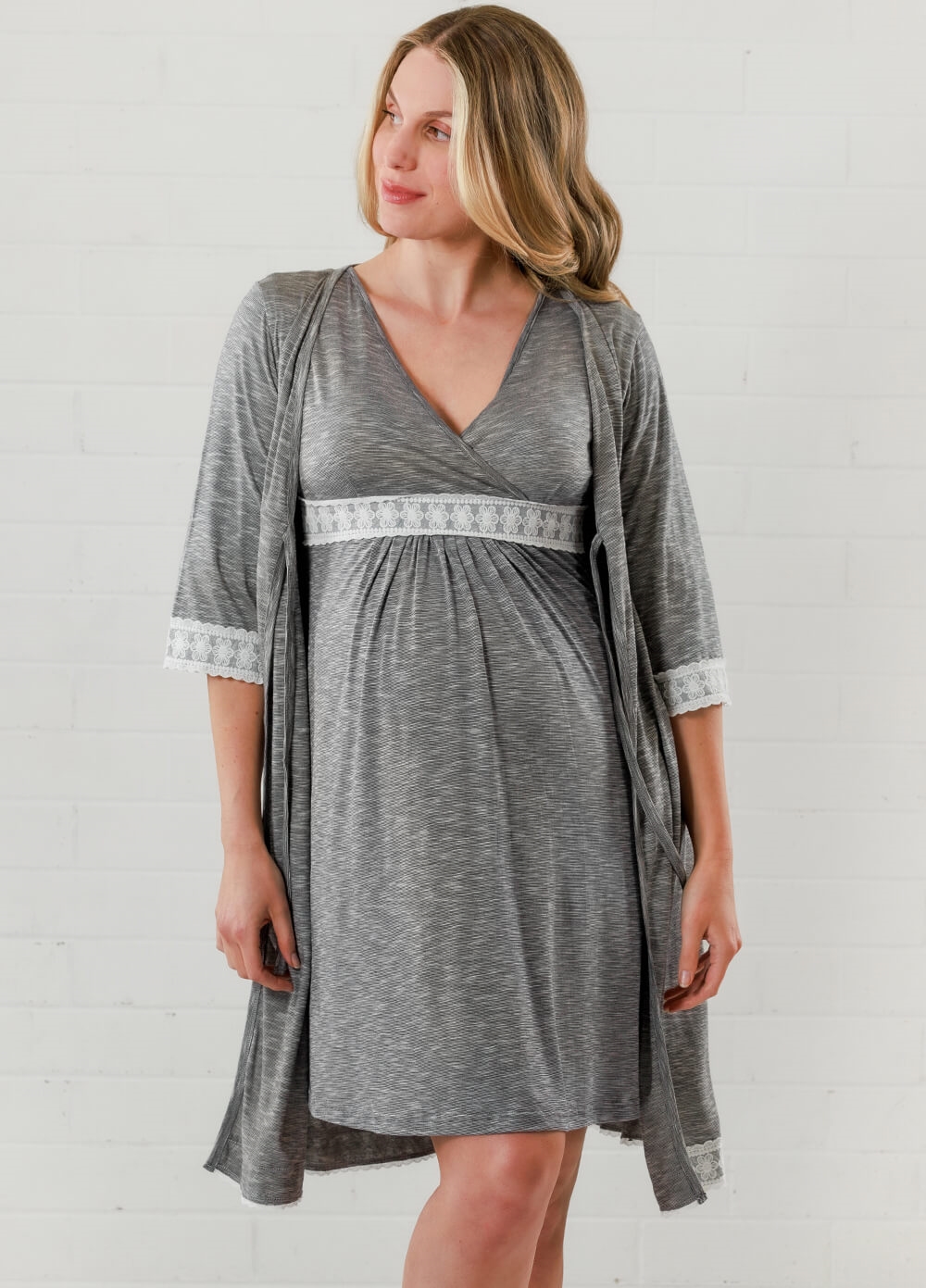 Lait & Co - Moselle Maternity Robe in Grey | Queen Bee