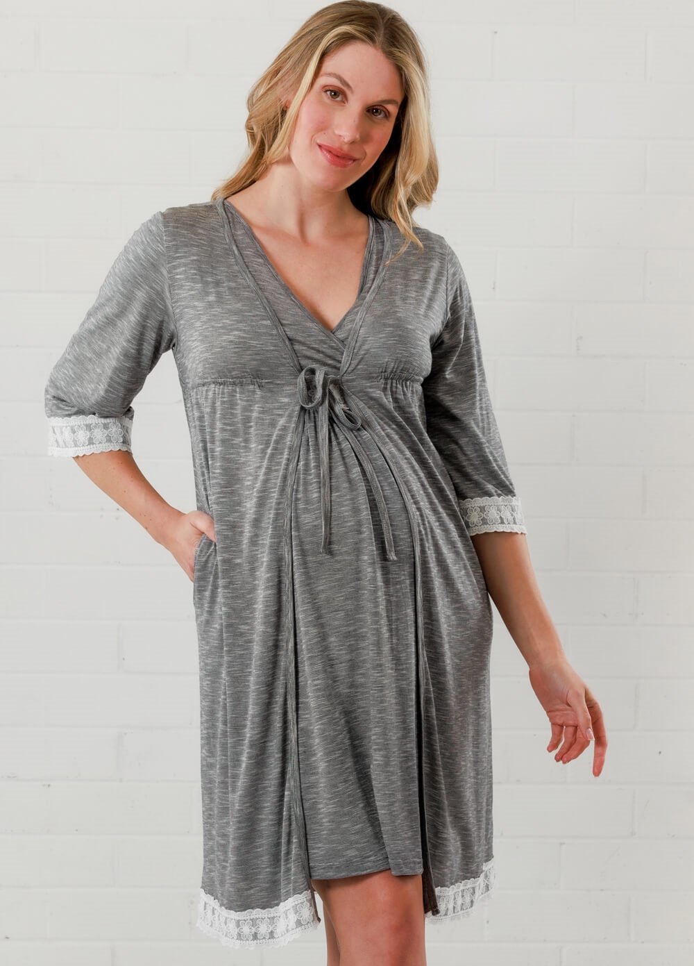 Lait & Co - Moselle Maternity Robe in Grey | Queen Bee